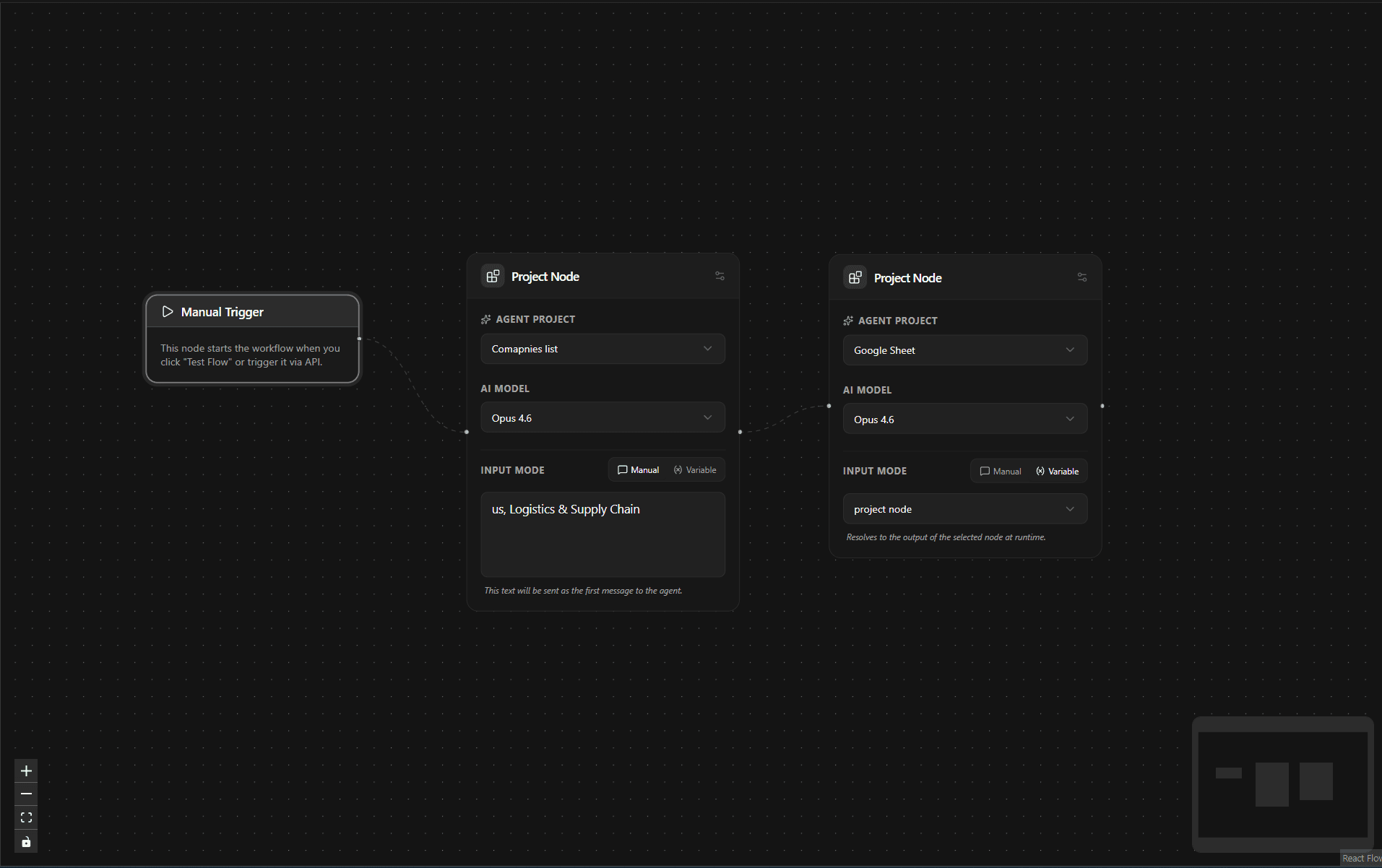 Build complex workflows visually.
